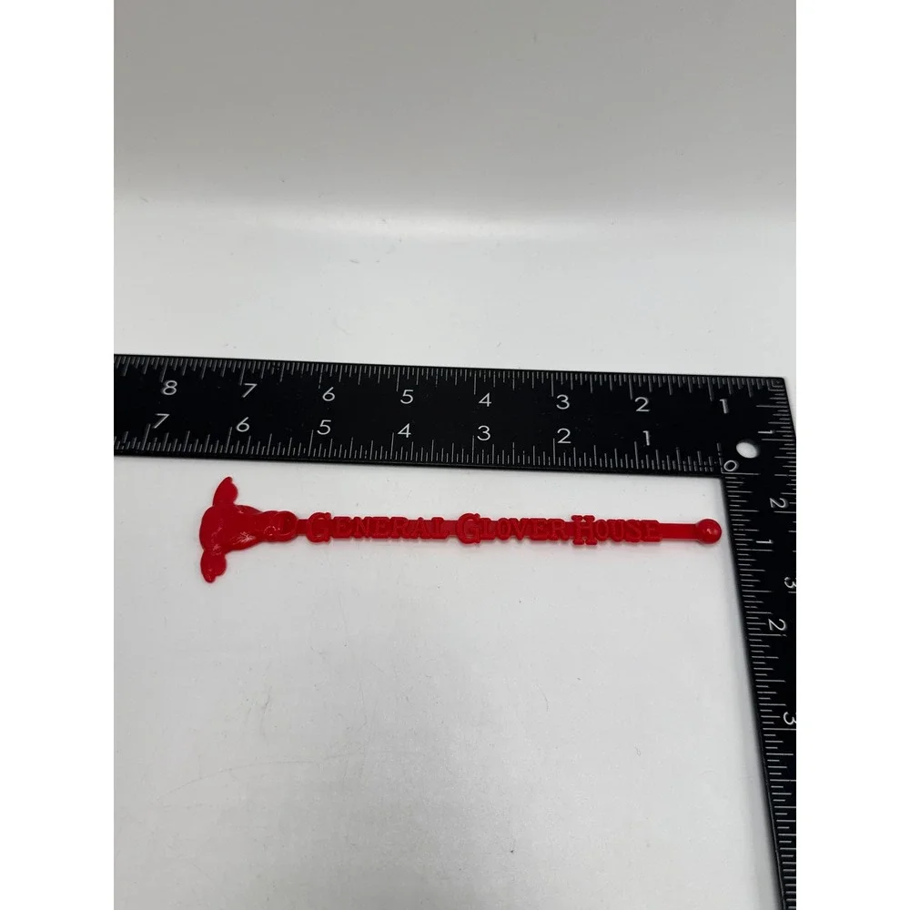 Vintage General Glover House Swizzle Stick Red Plastic Steer Head Barware 6